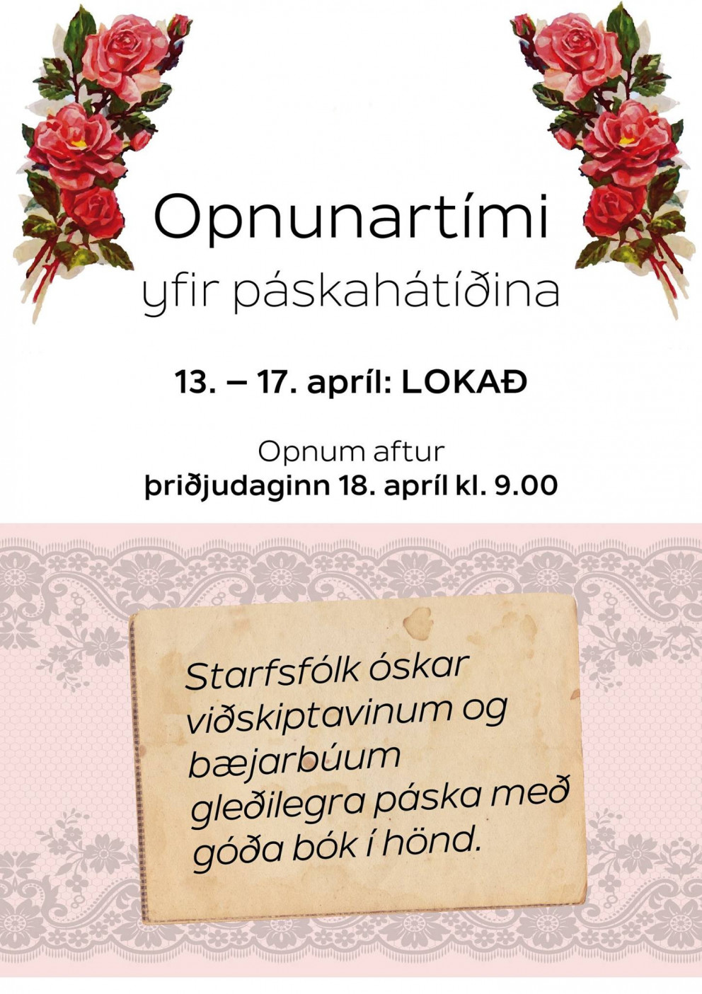 Opnunartími um páska