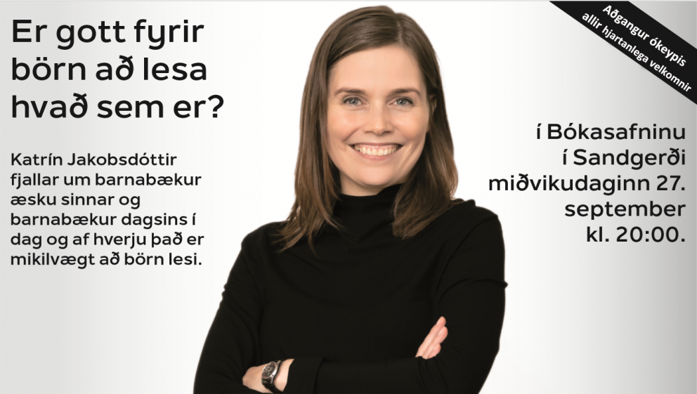 Katrín Jakobsdóttir í Bókasafninu í Sandgerði