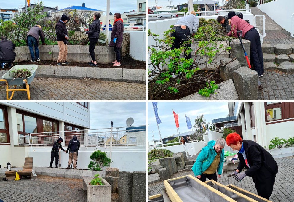 Sjálfboðaliðar að verki - gleðin við völd