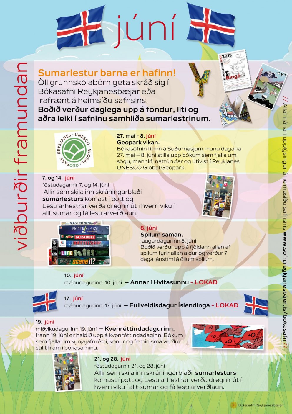 Dagskrá bókasafnsins í júní 2019